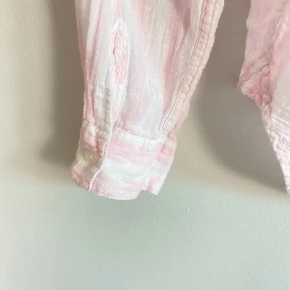 Rails Pink and White Striped Charli Linen Button Up Top - Picture 9 of 11